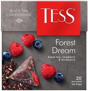 Чай пирамида TESS "Малина/черника", 20 пак. 36 гр