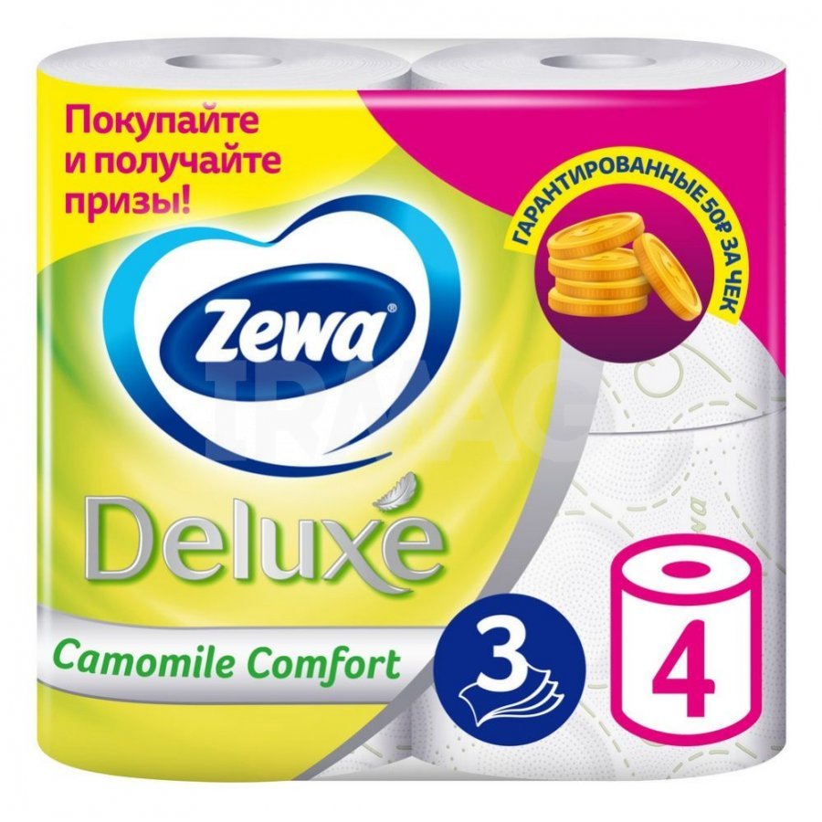 ТУАЛЕТ.БУМАГА ZEWA ДЕЛЮКС CC 3Х.СЛ.4РУЛ